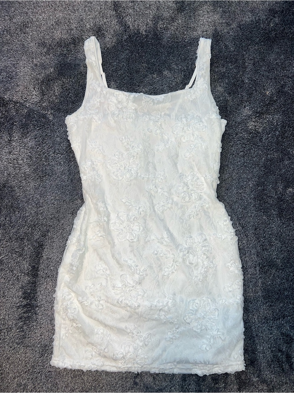 Lace Embroidered White Tank Dress